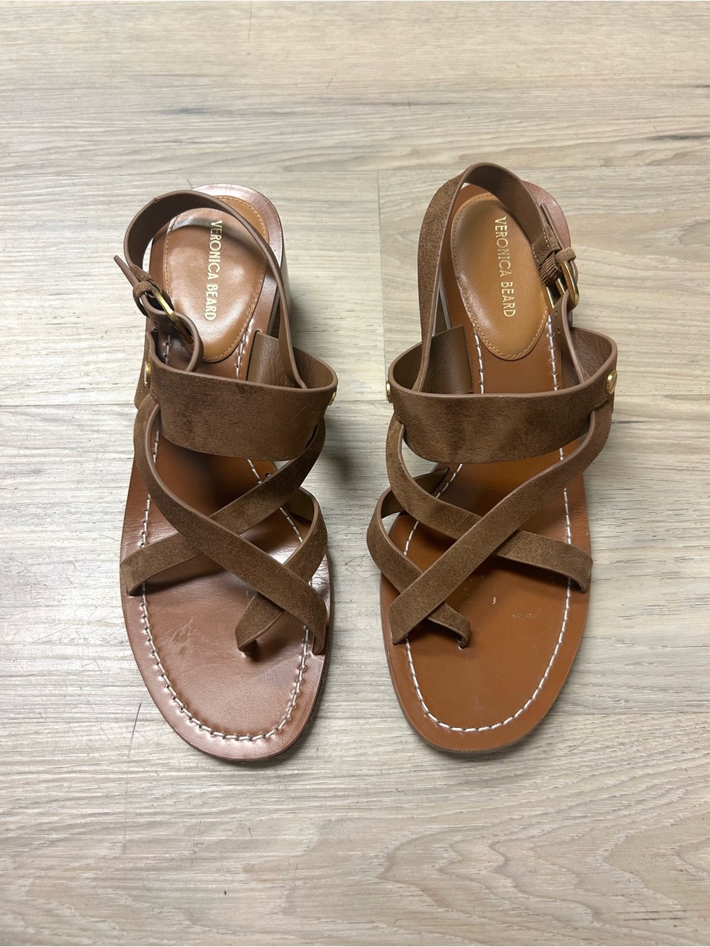 Veronica Beard Sandals Elodie Slingback Brown Leather Strappy Womens Sz 8.5M - Picture 12 of 14